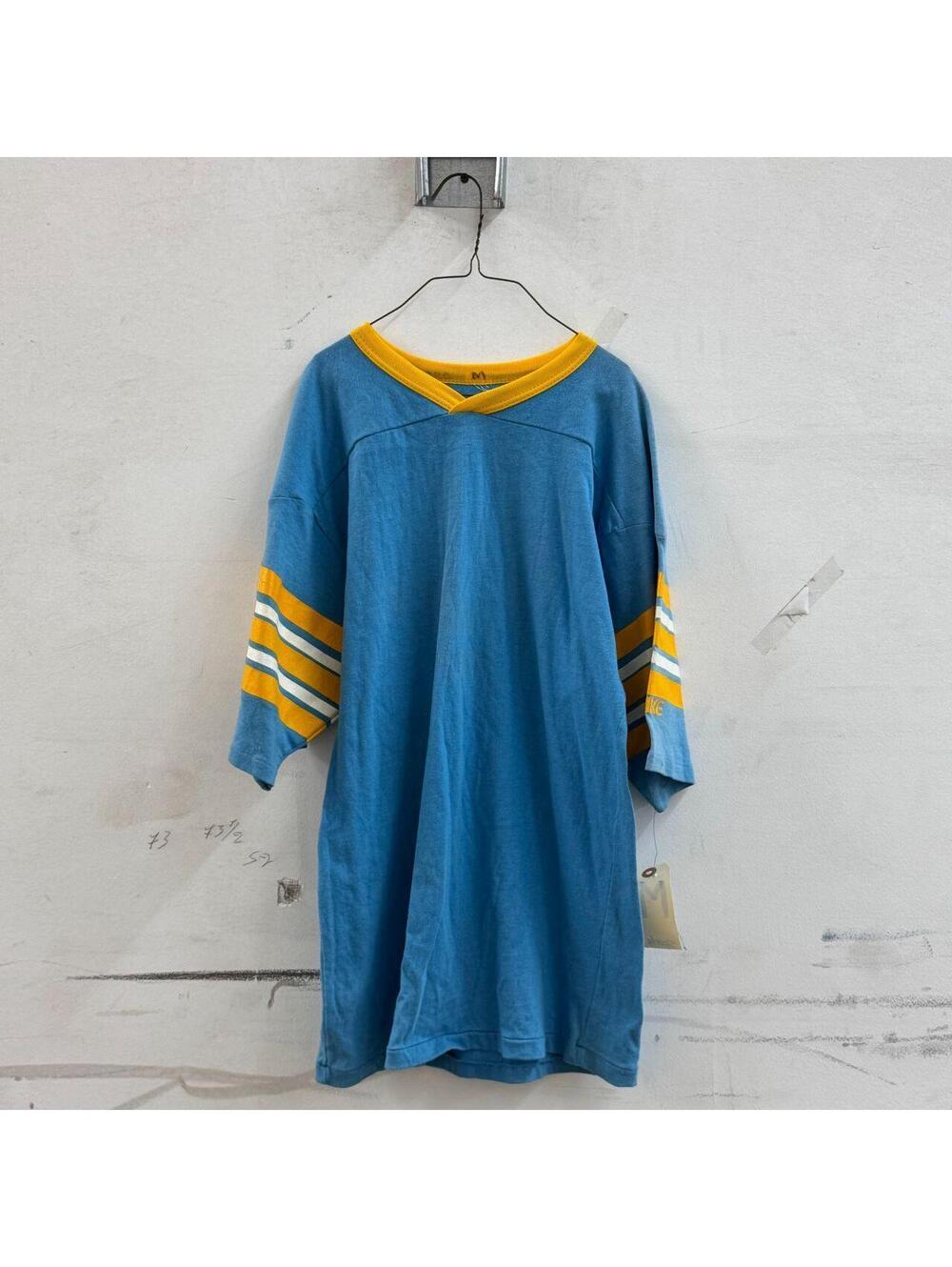 Vintage 1970s / 1980s Blue & Gold Striped Football Practice Jersey